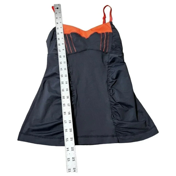 Lululemon Happy Heat Coral & Gray Luxtreme Ruched Strappy Tank Top Size 2 - Picture 7 of 8